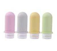 STOBAZA 4 pièces Kit de Bouteilles de Voyage Silicone Anti-fuite avec Sangle pour Shampoing Lotion et Produits de Toilette Pratique et Portable pour Déplacements