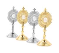 STOBAZA 4 Pièces Ornement de Table Métallique Compact Crucifix Catholique Miniature Décoration Bureau Élégante pour Maison et Altar