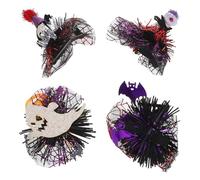 STOBAZA 4 Pièces Pince à Cheveux pour Chiots Halloween en Plastique et Tulle Toile D'araignée, Accessoire Unique pour Soirée d'horreur et Décoration Jour des Morts