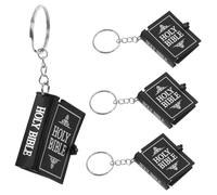 STOBAZA 4 pièces Porte-clés Mini Bible Compact et Ensemble Versets Anglais Accessoire Élégant et Fonctionnel pour Clés Cadeau pour Baptêmes et Célébrations Religieuses