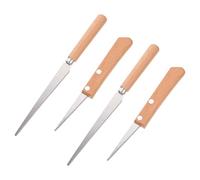 STOBAZA 4 Pièces Pottery Dressing Clay Fettling Cutter Set With Wooden Handles Stainless Steel Sculpture Tools For Precise Ceramic Carving DIY Modeling And Repair