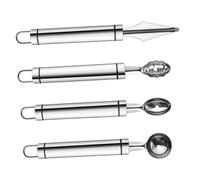STOBAZA 4 pièces Set de Outils de Sculpture pour Fruits Acier Inoxydable Couteaux et Cuillères à Melon pour Pastèque Cantaloup et Sorbets Manche Épais Antidéformation Usage et Polyvalent