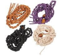 STOBAZA 4 pièces Support Pendentif Collier Corde Réglable Bois et Cire Porte-pierre Vide Tissé pour Création de Bijoux Lot de Couleurs Assorties Noir Orange et Accessoires pour DIY