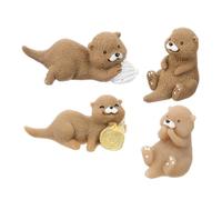 STOBAZA 4pièces Statuette De Loutre Miniature Petite Statue Animal De Décoration Fournitures De Jardin Féérique pour Terrariums Et Maisons De Poupées