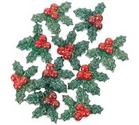 STOBAZA 50pièces Décorations de Baies Houx Résine de Noël pour Sapin Accessoires de Bricolage de Noël et Cadeaux Invités