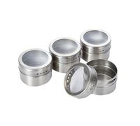 STOBAZA 6 pièces Boîtes à Épices Acier Inoxydable avec Base Magnétique Récipients à Condiments pour Cuisine Stockage Sel Sucre Faciles à Remplir et Nettoyer