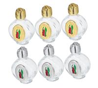 STOBAZA 6 pièces Bouteilles Eau Bénite Verre Décoratives avec Motif Rose Flacons Portables Alliage et Verre pour Voyage Baptême Communion Décoration Maison et Église