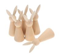 STOBAZA 6 Pièces Figurines Lapin de Pâques Non Peint Décorations DIY pour Maison Surface Lisse pour Peinture Cadeau Créatif et Esprit