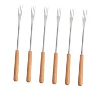 STOBAZA 6 Pièces Fourchettes à Fondue Acier Inoxydable Lot Manche Bois Isolant Fourchette Fondue pour Fruits Desserts et Barbecue Ustensile Cuisine Portable pour Camping et Pique-