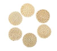 STOBAZA 6pcs Breloques en Rotin Tressé Rondes pour Fabrication Bijoux, Ornement Pendentif Boucles D'oreilles Pendantes, Style Bohème Simple et Créatif
