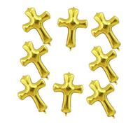 STOBAZA 8 Pièces Lot de Ballons Aluminium Forme Croix Dorée pour Baptême Fête Prénatale Décorations Anniversaire Garçon Fille