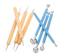 STOBAZA 8 Pièces Outils de Sculpture sur Argile, Kit Portable Léger | Bois Métal Plastique, Stylets à Manche Bois, Pointes Doubles et Outils Boule, Faciles à Nettoyer