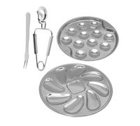 STOBAZA Assiette Escargot Inox avec Fentes pour Fruits de Mer Plateau pour Cuisson et Service Set Complet pour Barbecue et Buffet