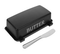 STOBAZA Beurrier Plastique Noir avec Couteau Intégré, Récipient Hermétique pour Réfrigérateur et Plan de Travail, Porte-Beurre Compact Cuisine, Plateau à Beurre Pratique et Résistant aux