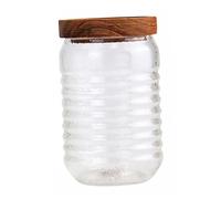 STOBAZA Bocal Verre à Couvercle Acacia Récipient Hermétique pour Stockage Alimentaire Pot à Thé Sucre Bonbons Conserve pour Cuisine et Bureau