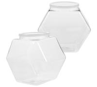STOBAZA Bocaux Hexagonaux Hermétiques 2 Pièces 8.3X7.5X5.2 Pouces Pots De Rangement Alimentaire Pour Bonbons Biscuits Cuisine Organisation