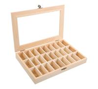 STOBAZA Boîte de Présentation en Bois Massif pour Pierres et Cristaux Compartiments Séparés, Vitrine D'exposition Géologique Éducative, Coffret de Rangement pour Spécimens Minéraux, Usage