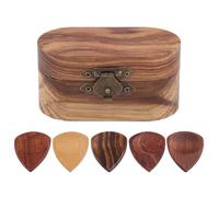 STOBAZA Boîte de Rangement pour Médiators de Guitare en Bois Massif 5 Médiators en Bois Colorés Accessoire Pratique pour Guitare Folk et Électrique Étui Portable pour Concerts et