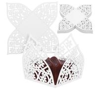 STOBAZA Boîtes à Bonbons Mariage Ajourées en Papier Blanc, Lot de 50 Boîtes Décoratives Compactes pour Chocolats et Friandises, Emballages Sûrs et Pratiques pour Fêtes et