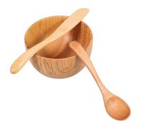 STOBAZA Bol à Masque Facial Bois Set avec Spatule pour Mélanger Outil Esthétique Portable Sûr pour Soins Visage Maison et Voyage