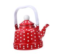 STOBAZA Bouilloire Émaillée Vintage Motif Pois Rouge Théière Domestique Compatible Gaz et Induction avec Poignée Confortable