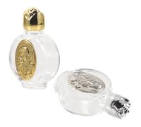 STOBAZA Bouteilles d'eau Bénite en Verre Décoratif Bouchon Sécurisé, 2 Pièces Rechargeables, Adaptées aux Cérémonies Catholiques et Pèlerinages, Coloris Or et Argenté