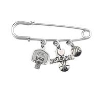 STOBAZA Broche Basket Métal Robuste Épingle de Sûreté pour Femmes Décoration Paquet à Dos Mode Accessoire Basketball Taille Unique