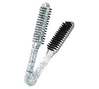 STOBAZA Brosse Lissante Double Face Taille Compacte Poils de Sanglier Transparente Pailletée pour Femmes Coiffage Séchage Cheveux Longs