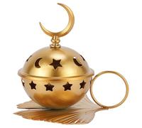 STOBAZA Brûleur Métallique Doré avec Lune et Étoile Porte-bukhoor Léger avec Poignée Diffuseur Parfum pour Décor Moyen-Oriental Ramadan et Célébrations Eid Mubarak