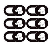 STOBAZA Cache-Webcam Coulissant Blanc Motif Éléphant pour Ordinateur et Tablette, Lot de 6 Pièces en Plastique Abs Flexible, Protection Vie Privée