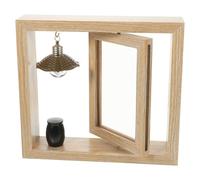STOBAZA Cadre Photo Commémoratif Rotatif en Bois Beige avec Urne pour Animaux Disparus, Design Chic et Base Plate, Résistant la Déformation