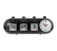 STOBAZA Calendrier perpétuel de bureau avec horloge : calendrier académique manuel à rabat en ABS - Date et mois - Réveil numérique vintage pour la maison et le bureau