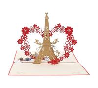 STOBAZA Carte d'Anniversaire 3D Tour Eiffel Lumière et Musique, Modèle Découpé en Papier pour Transmettre Vos Vœux Sincères