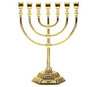 STOBAZA Chandelier Traditionnel Classique De Hanoukka Religieux À 7 Têtes Géométriques Support De Bougie pour Hanoucca Convient À La Plupart des Bougies De Hanoucca Standard -