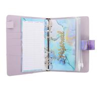 STOBAZA Classeur Budgétaire A6 Format Poche 6 Anneaux Couverture PU Motif Marbre Coloré Violet Pochettes Zippées Fiches Budget Détachables Règle et Autocollants Colorés Organiseur