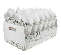 STOBAZA Cônes en Papier Kraft Blanc et Marron pour Mariage Support 30 Trous pour Confettis, Porte Cône Fonctionnel pour Décoration DIY et Cérémonie