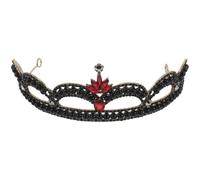 STOBAZA Couronne Baroque Vintage pour Mariée en Métal Doré N°5, Diadème Rouge Orné de Strass, Accessoire Cheveux pour Mariage, Bal de Fin D’année et Cérémonie Élégante