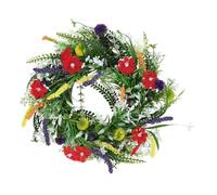 STOBAZA Couronne de Porte Artificielle 35 Cm Fleurs Séchées Texas Wildflower, Décoration Printanière Solide pour Maison et Entrée, Couronne Décorative Réaliste sans Décoloration