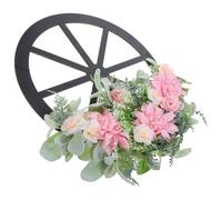 STOBAZA Couronne de Porte D'entrée Printanière de Roue, Fleurs et Feuilles Artificielles Vertes, Décoration Extérieure Résistante, pour Jardin, Terrasse et Mariage, sans Entretien,