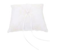 STOBAZA Coussin Porte-alliances Blanc Brodé avec Bordure Dentelle Oreiller Vintage pour Mariage Support Polyvalent pour Cérémonie et Accessoires de Mariée