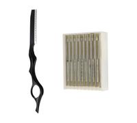 STOBAZA Couteau à Effiler Cheveux Professionnel Acier Inoxydable avec 10 Lames Remplaçables, Kit Rasoir pour Coupe de Cheveux Homme et Femme Usage Salon et Domicile, Précision
