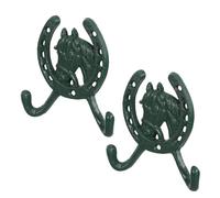 STOBAZA Crochet Mural en Fonte Fer à Cheval Vert, Lot de 2 Pièces, Crochet Mural Rustique pour Clés et Chapeaux, Accroche-porte Décoratif en Métal pour Rangement Intérieur Maison