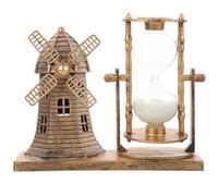 STOBAZA Décoration de Table Vintage de Sablier et Phare en Fer Doré, Ornement Artisanal pour Bureau et Salon, Centre de Table Créatif, Décoration Intérieure Originale et Élégante