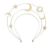 STOBAZA Diadème Couronne Halo Soleil à Trois Couches en Alliage de Zinc | Finition Or Éclatante, Style Médiéval Princesse Grecque, Léger et Confortable pour Femmes