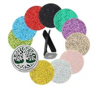 STOBAZA Diffuseur de Parfum Voiture Médaillon Ajouré Arbre de Vie avec Clip Ventilation, Kit 1 Diffuseur 10 Pastilles, pour Aromathérapie et Désodorisant Intérieur Auto, Unisexe, Toute