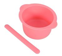 STOBAZA Doublure en Silicone Résistante la Chaleur pour Bol à Cire avec Poignée Anti-brûlure et Spatule, Réutilisable pour Épilation et Mélange de Pigments, Fond Plat Rose