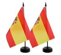 STOBAZA Drapeaux de Table Espagne 2026 pour Événements de Football, Polyester Léger avec Support Noir, Décorations Portatives pour Bureaux et Rassemblements