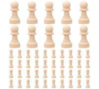 STOBAZA Échecs en Bois Non Peint 50 Pièces pour Garçon et Filles, Jeu Éducatif Créatif en Bois Naturel, Accessoire Artisanat Diy, Développement Logique et Imagination, Loisir Familial