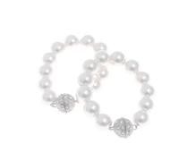 STOBAZA Embrasses Magnétiques pour Rideaux à Perles Blanches 20 Cm, Lot de 2, Fixations en Aimant Puissant, Adaptées à Différents Types de Voilages, Décoration Intérieure Élégante