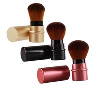 STOBAZA Ensemble 3 Pinceaux Fond de Teint Rétractables Portables Petite Taille Nylon Rouge Noir Marron Outils Maquillage Voyage pour Estomper et Sculpter le Visage